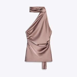 Zara Satin Effect Scarf Top and Pants Set